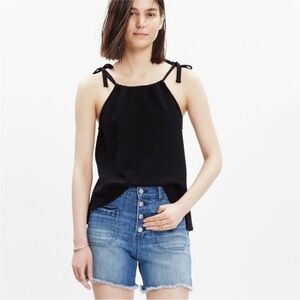 Madewell Black Tie Front Sleeveless Tank Top